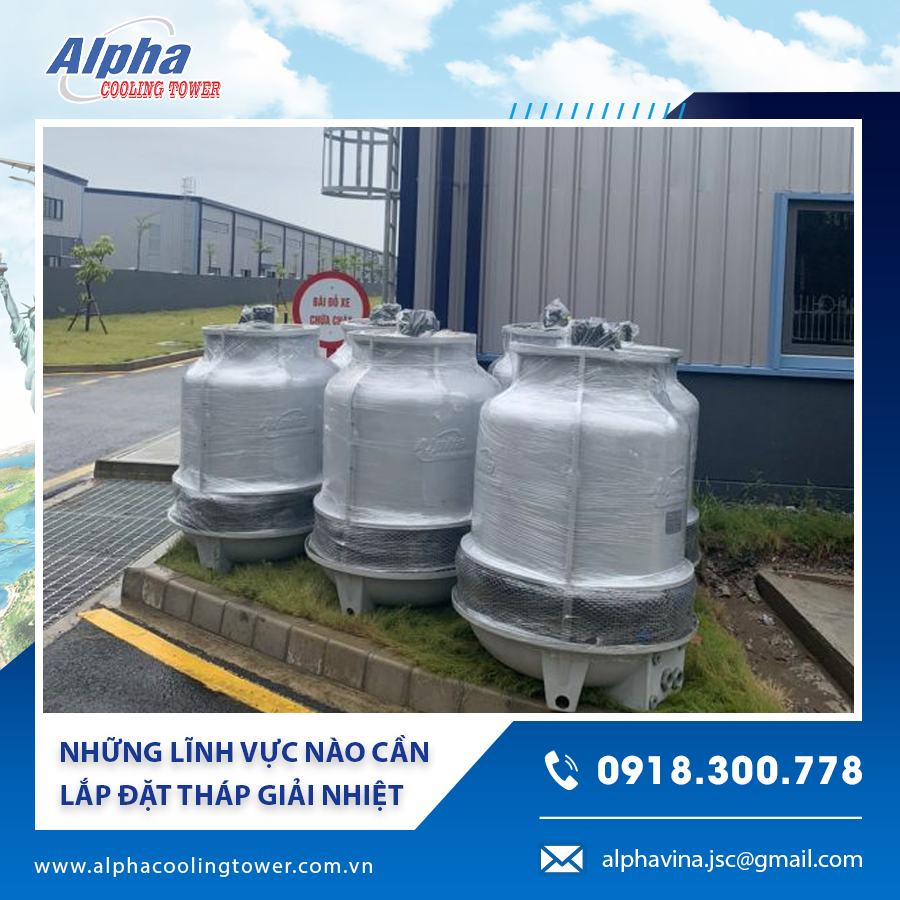 Hình ảnh tháp giải nhiệt trong nhà máy hóa chất