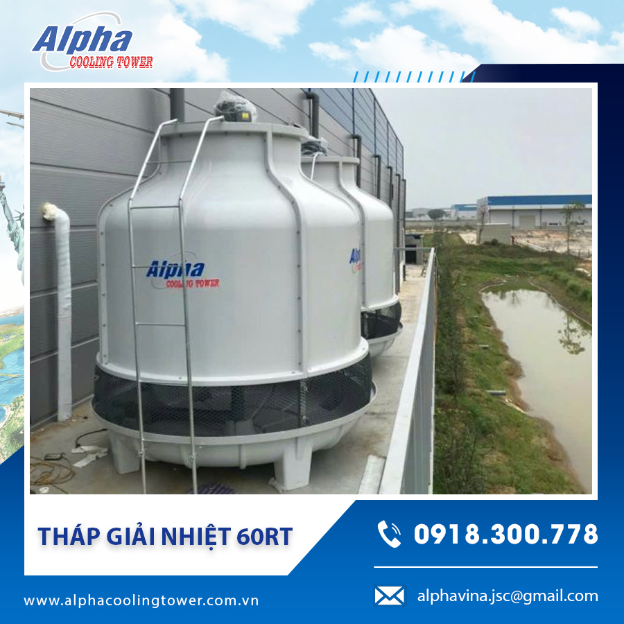Tháp giải nhiệt 60RT lắp đặt ngoài trời tại nhà máy công nghiệp.