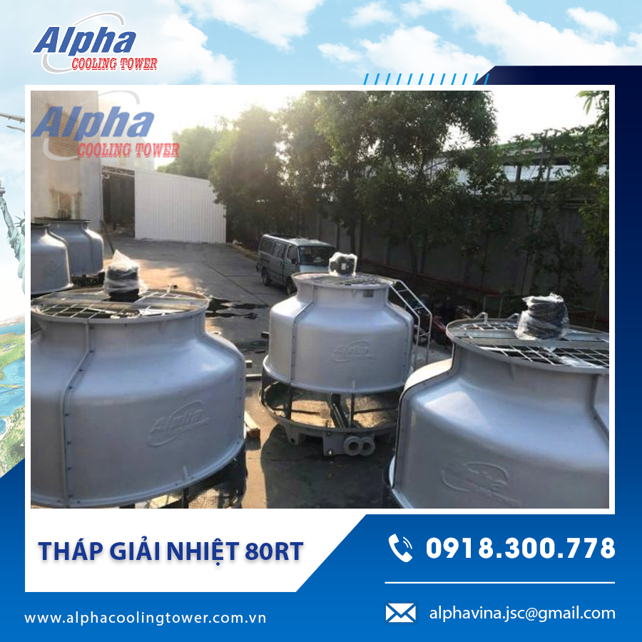 Tháp giải nhiệt 80RT đang chuẩn bị lắp đặt tại xưởng sản xuất chính.