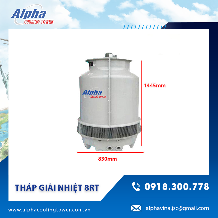 Mẫu tháp giải nhiệt 8RT thiết kế chắc chắn, phù hợp lắp đặt ngoài trời