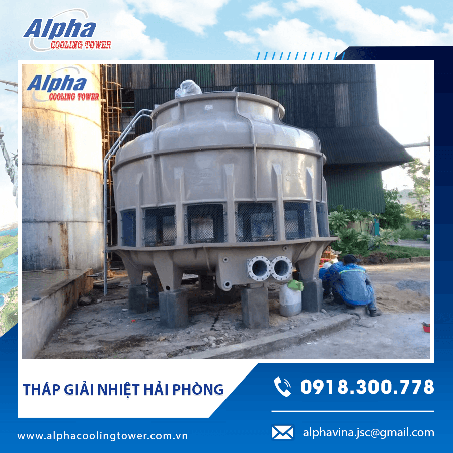 Tháp giải nhiệt được lắp đặt thực tế tại nhà máy sản xuất công nghiệp